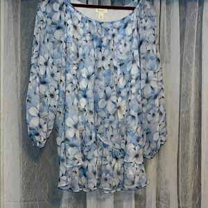 Tamara H. Blue Ruffled Relaxed Blouse